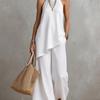 Women's Sleeveless Two Piece Set Round Neck Top and Long Skirt Casual Solid Color Outfit