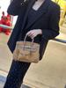 2025 Haute Couture Cargo Birkin Canvas Patchwork Women's Small Handbag with Wide Shoulder Strap