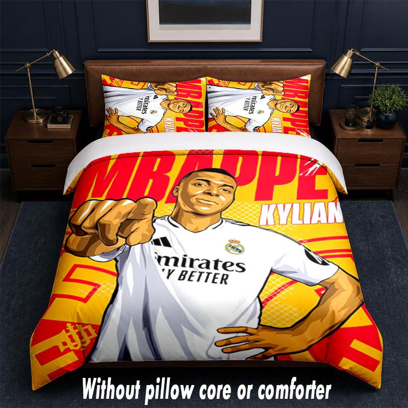 Kylian Mbappe Design Bed Bedding Set 1 Duvet Cover + 2 Pillowcases Soft Breathable Household Bed Linens