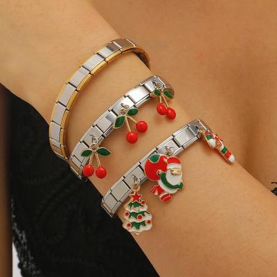 2026 Fashion Stainless Steel Bracelet Cherry Christmas Tree Pendant Bracelet Ladies Versatile Bracelet