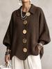 2026 European & American Retro Lapel Button Knit Cardigan - Women's Autumn/Winter Loose Coat