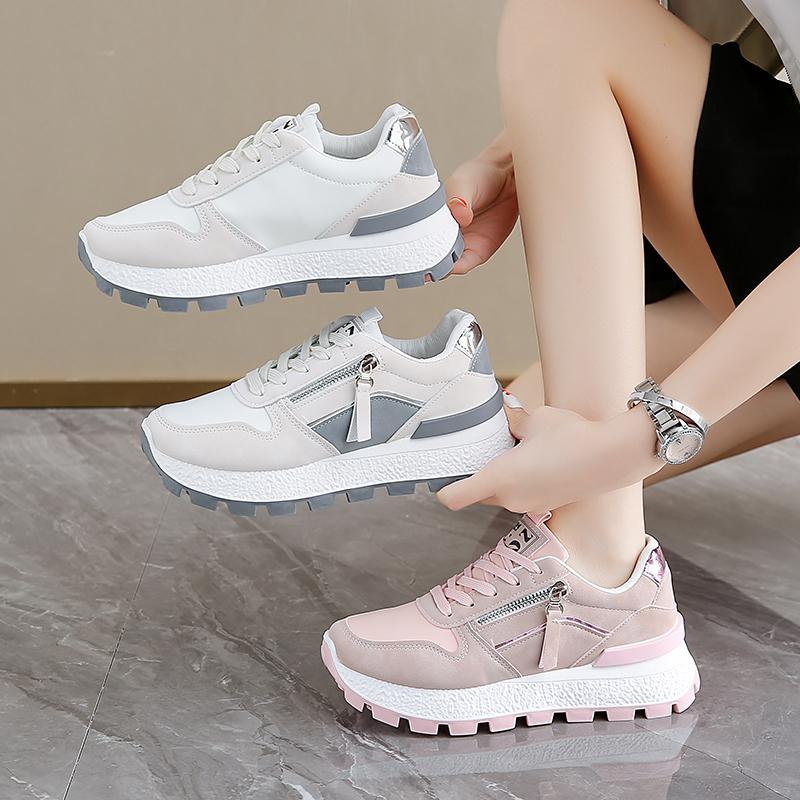 Spring/Autumn Lace-up Non-slip Walking Shoes Fashion New Round Head Sexy Thick Solemn Comfortable Casual Sneakers for Women