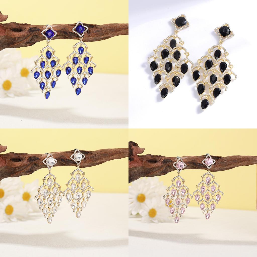 Geometric Alloy Earrings With Zirconia For Elegant Evening Wear