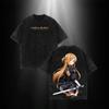T-shirt Unisex Manica Corta Cotone Lavato Vintage Harajuku Street Style Grafica Carina Stampa Sword Art Online Asuna