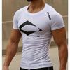 Męskie szybkoschnące koszulki z nadrukiem Fitness Outdoor SPORT Running Wspinaczka Krótkie rękawy Rajstopy koszulowe Topy do kulturystyki