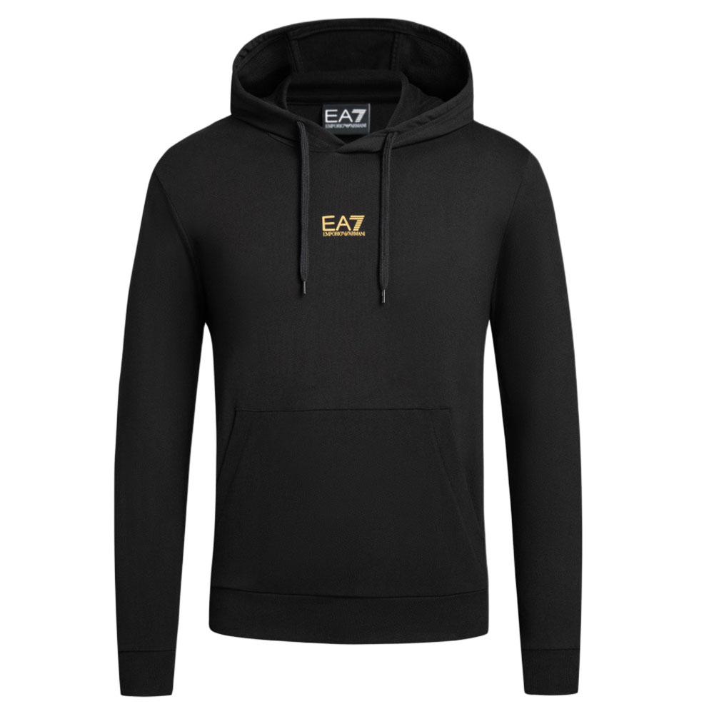 Emporio Armani EA7 FW24 Худи однотонное с принтом логотипа Мужские худи Черный 8NPM32-PJVRZ-0208 L