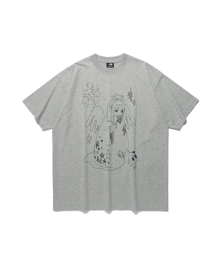 NICEGHOSTCLUB Praying Angel Big Big Tee_Grey(Ng2Gmut524A)