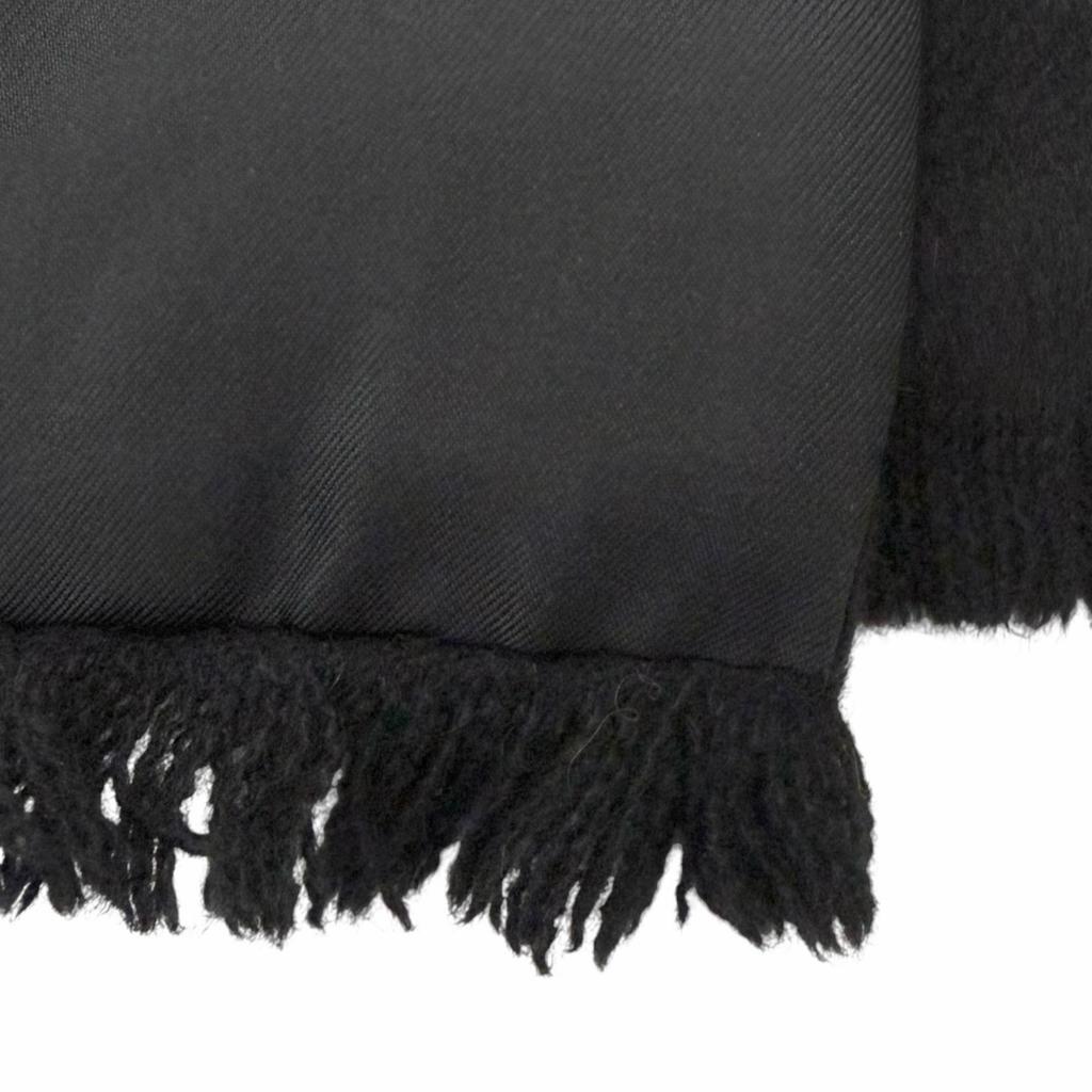Great HERMES Scarf Metal all-over print fringe shawl black silk mens Used