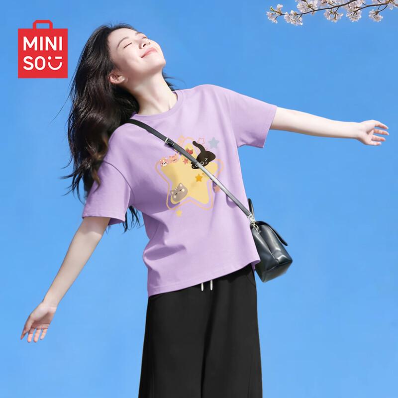 MINISO Women s Loose-Fit Cotton Short-Sleeve T-Shirt 37