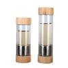 300ml 400ml Travel Glass Water Bottle with Stainless Steel Tea Infuser Filter Double Wall Glass Sport Water Tumbler Bamboo Lid