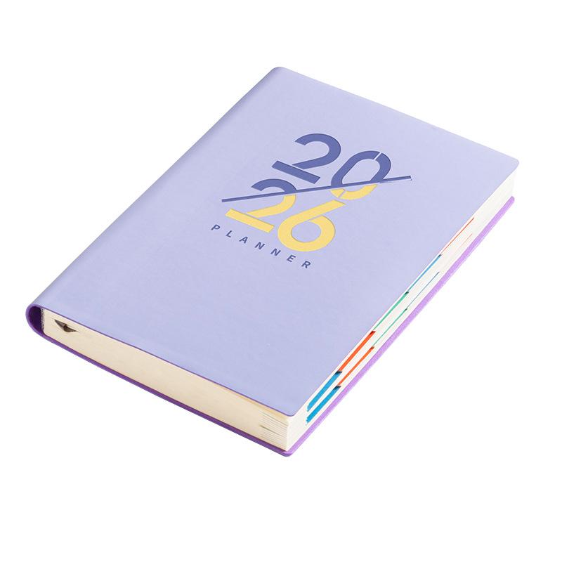 Cross-Border Schedule Book A5 Leather Thread Sewing Notebook English Foreign Trade Journal Diary Office Stationery LOGO (Purple,A5 purple (planner)) фиолетовый
