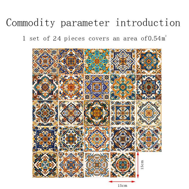 

24 шт./компл. Наклейка на плитку для украшения дома в стиле ретро, глянцевая самоклеящаяся наклейка на плитку для кухни, ванной комнаты, художественная наклейка