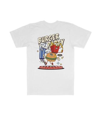 BURGER PARTY T-Shirt and Kids Tshirt – Fun Foodie Graphic Tee – 100% Organic Cotton – Gift for Food Lovers, Brunch Fans & Culinary Enthusiasts