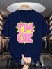 Unisex Cotton Tee I M Ok Letter Graffiti Text Graphic Print Loose Breathable Summer Crew Neck Casual Street T Shirt Unisex Daily Wear