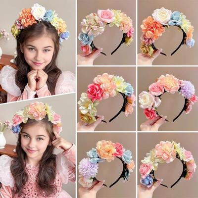 Anti-Slip Flower Headband for Girls Comfortable Flexible Hair Accessories with Simulated Flowers Traditional National Style Hairpin for Hanfu Party