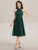 Ever-Pretty Women's Glitter Halter Cocktail Dresses Sleeveless Pletaed A-Line Midi Evening Dresses