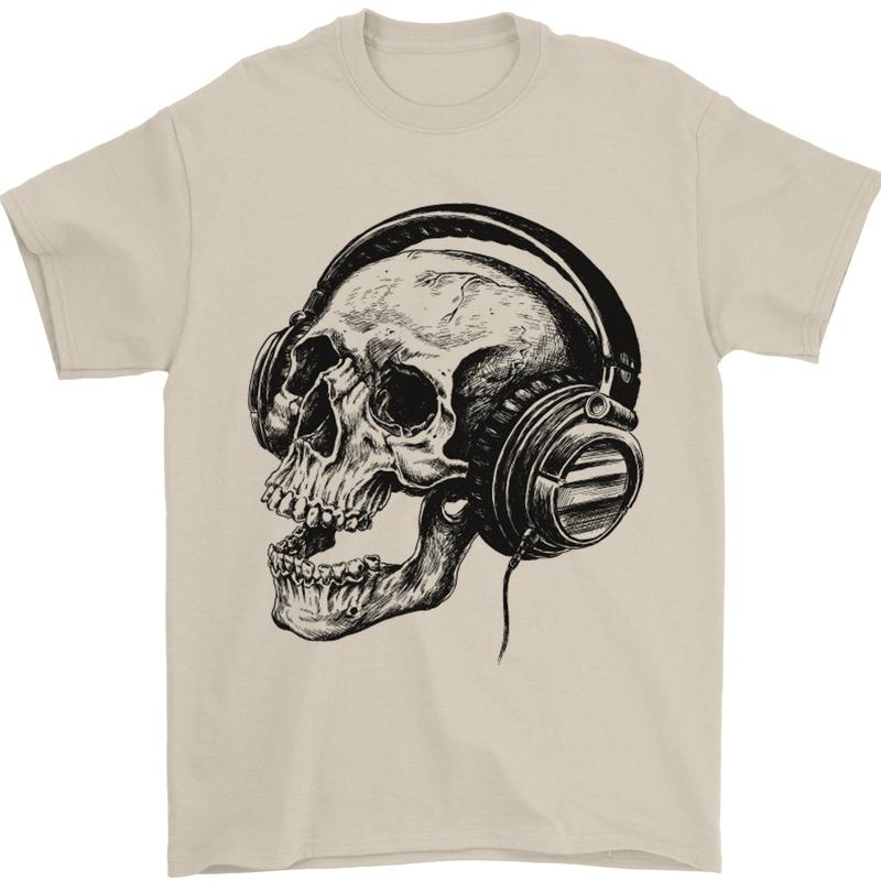 Skull Headphones Gothic Rock Music DJ Unisexs TShirt 100 Cotton