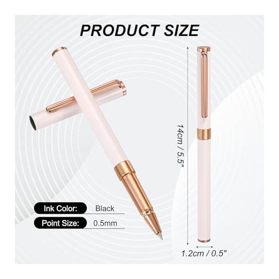 PATIKIL Luxury Metal Rollerball Pen, 0.5mm Black Ink, Premium Craftsmanship Gift for Men & Women, Office Signature Writing, Rose Gold, Lightweight