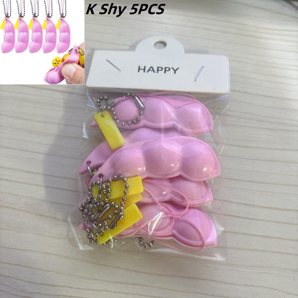 Fidgetleksaker Edamame Squishy Nyckelring Stresslindring Klämbönor Bönor Söt Vuxenleksak Avstressningspaket
