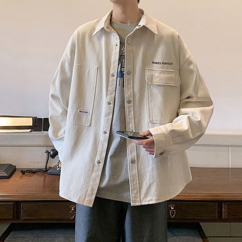 Men's Shirt Jacket Autumn Workwear Cardigan Coat Casual and Trendy Autumn Coat