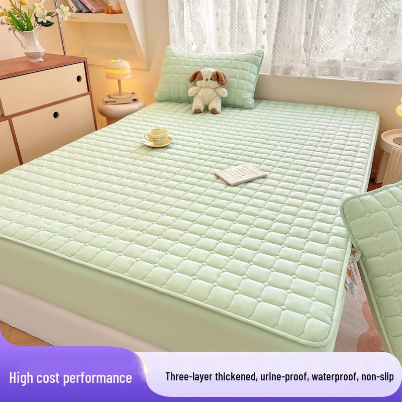 Quilted Waterproof Anti-Slip Tatami Mattress Protector with Full Coverage and Water Barrier. Pure Cotton Quilted 90x200cm for 5-30cm Mattress