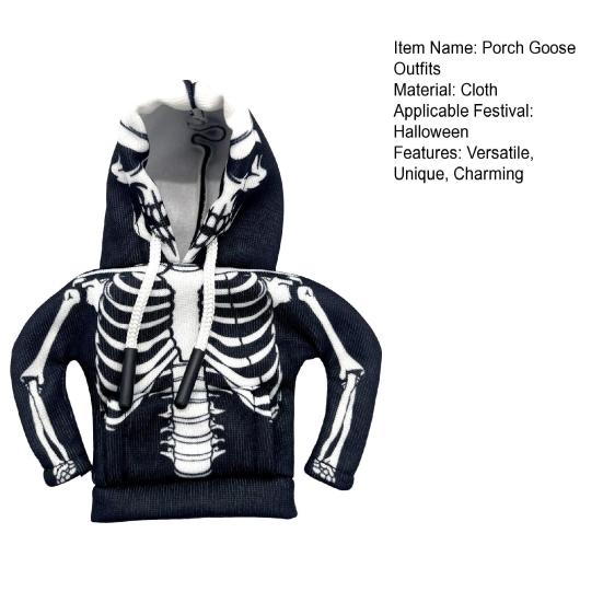 Desk Goose Outfits Mini Goose Hoodies 7-Inch Table Goose Skull Sweatshirts Halloween Seasonal Decoration