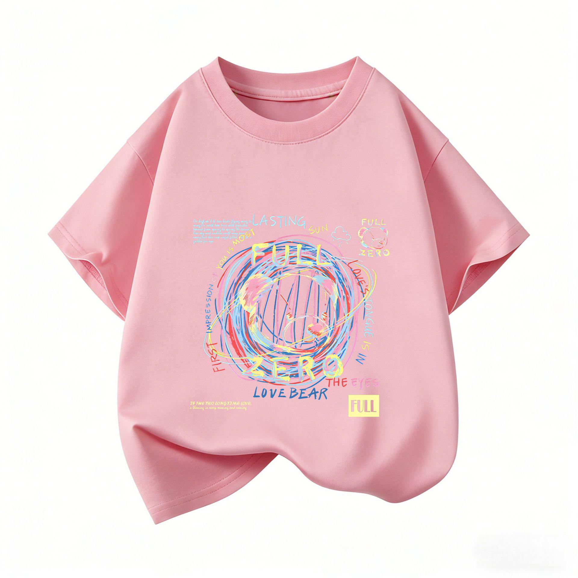 Graffiti Pattern Short-Sleeve T-shirt for Boys & Girls - Summer Round Neck Children s Top 130cm розовый