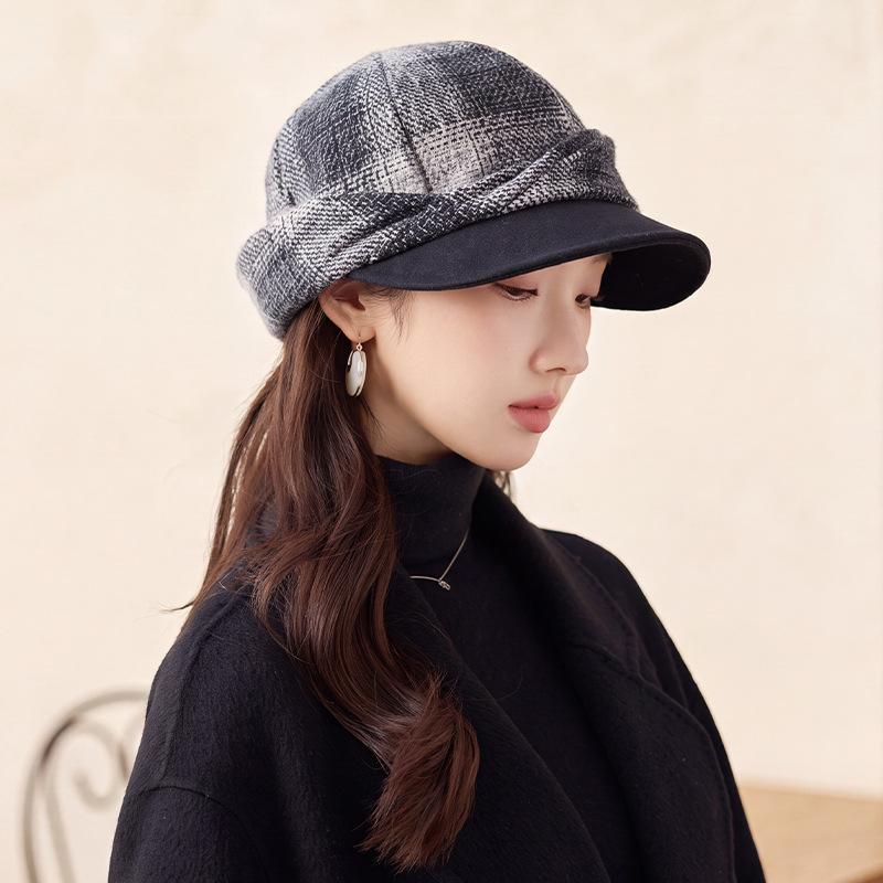 Women S Short Brim Octagonal Hat Retro Literary All Match Cap For Autumn Winter