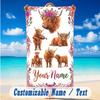 Cow Highland Theme Beach Towel Personalized Custom Name & Text Soft Quick Dry Beach Towel for Swimming Travel