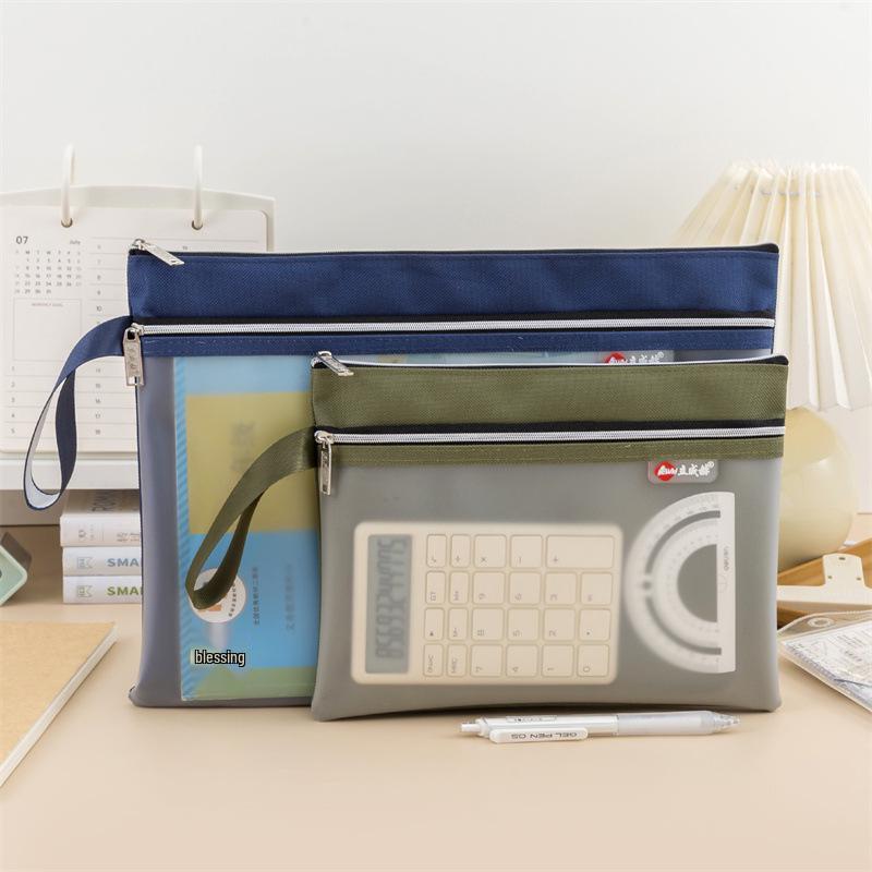 Waterproof Double-Layer Document Bag with Zipper for Certificates and Examination Materials