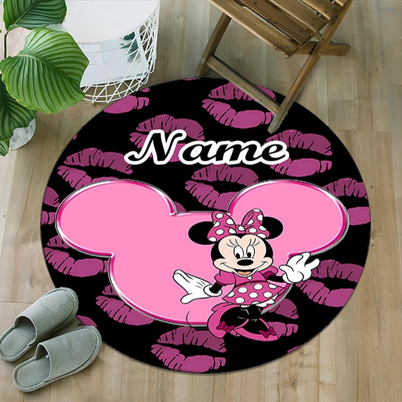 Customizable Minnie (18) Round Non-Slip Carpet - Ideal for Garden, Picnic, Office, Perfect for Decoration, Suitable For All Seasons