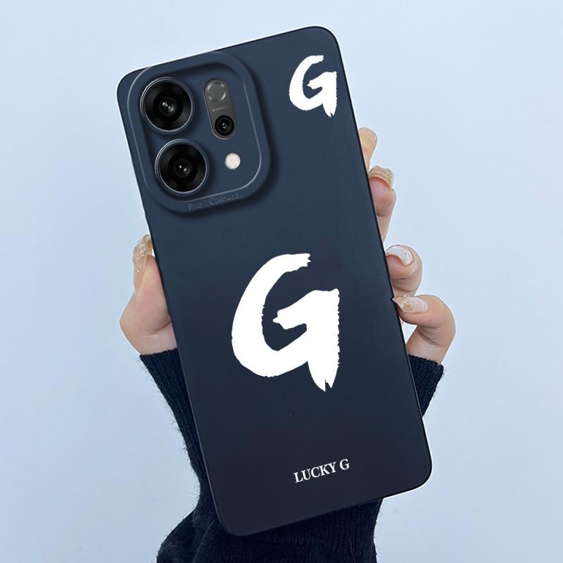 For OPPO Reno14 Pro 5G Cover Case Lucky Initial Letter Couple Silicone Soft Matte Phone Bumper for Oppo Reno 14 Pro 5G Casing