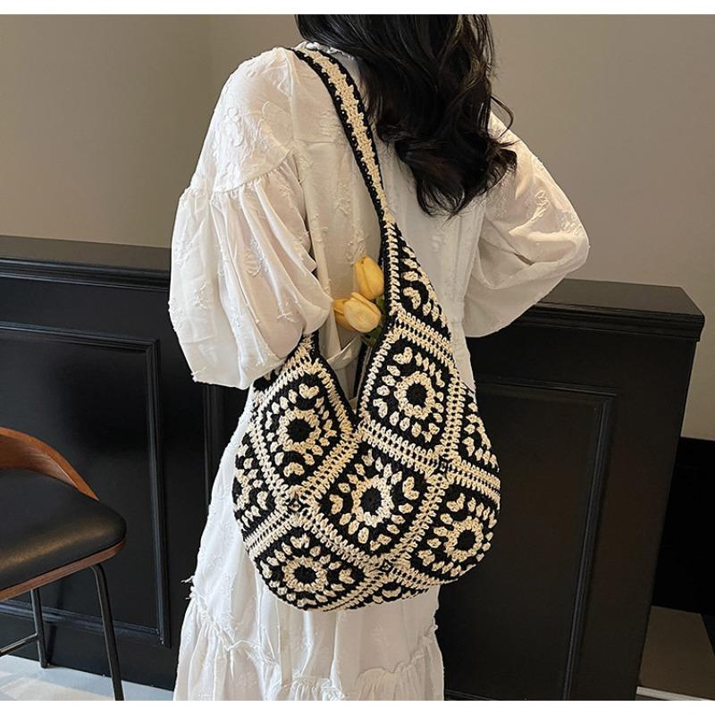 Spring New Handmade Hollowed Sunflower Woven Bag Single Shoulder Diagonal Span Woven Armpit Bag