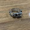 Halloween Rock Punk Totenkopf Offener Ring Herren Überzogener Retro Ring Überzogenes Punk Armband