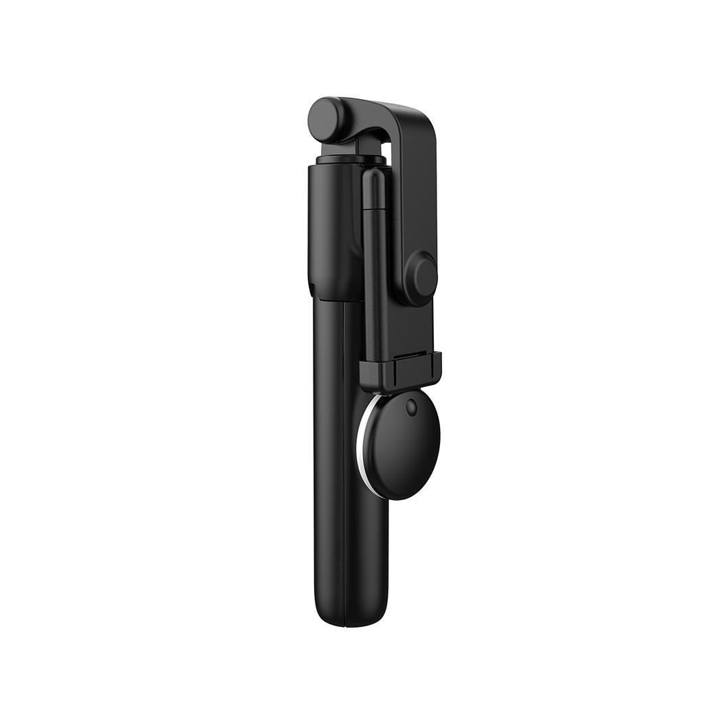 Telescopic selfie stick with remote control, LED lamp, phone tripod stand, 071m black