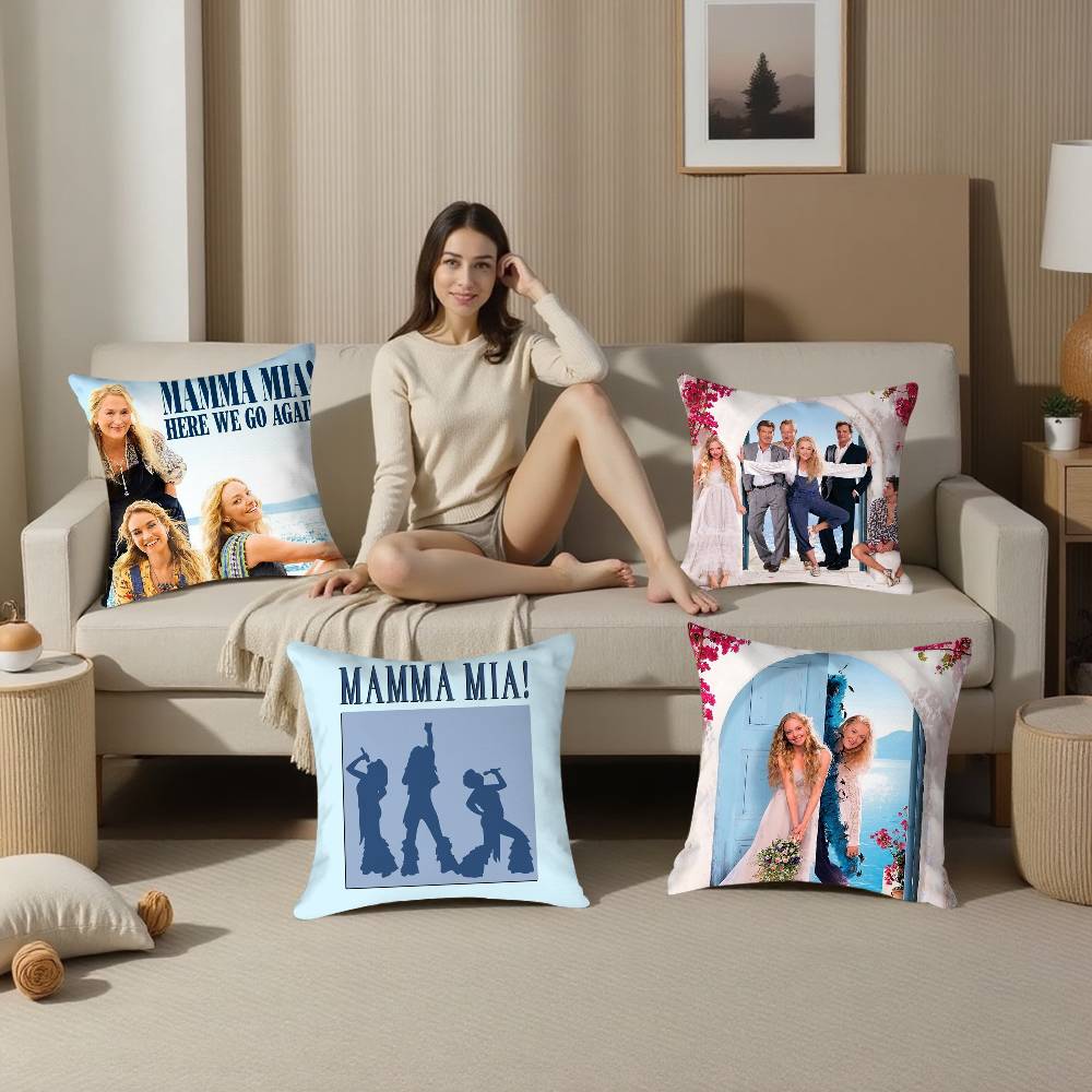 Povlak na polštář z filmu Pohovka Obývací pokoj Ložnice Oboustranný tisk M-Mamma Mia Čtvercový polštář Polštář na zdřímnutí