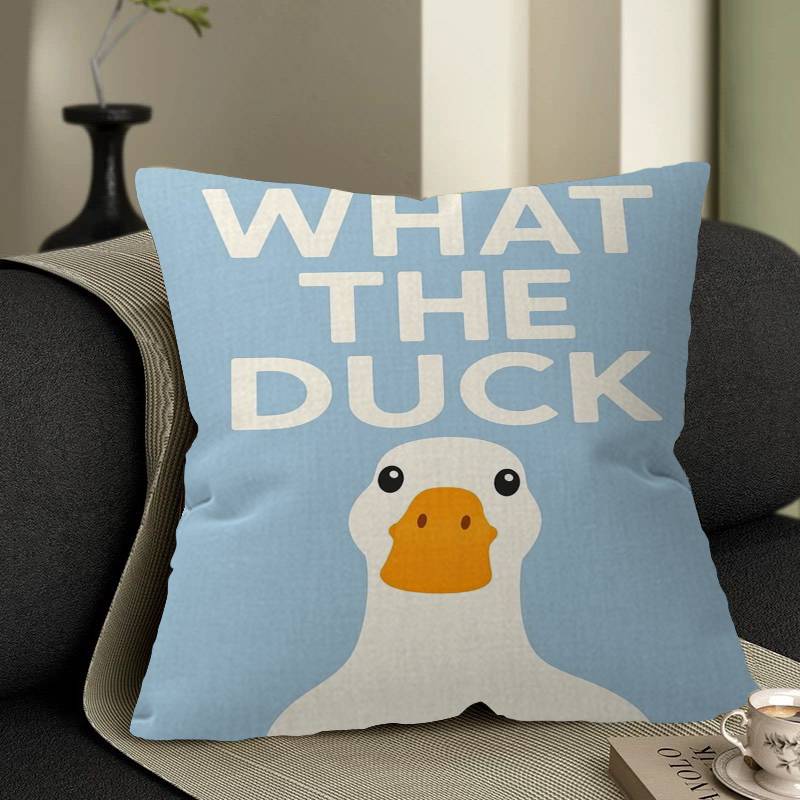 What The Duck Print Art Funny Cute Animal Pillow Gift Home Office Decoration Bedroom Sofa Car Cushion Cover Case X