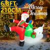 6.8FT LED Inflatable Xmas Yard Decorations Santa Gift Bag Polar Bear Christmas Decoration Toy Supplies Home Decor Ornaments Gift