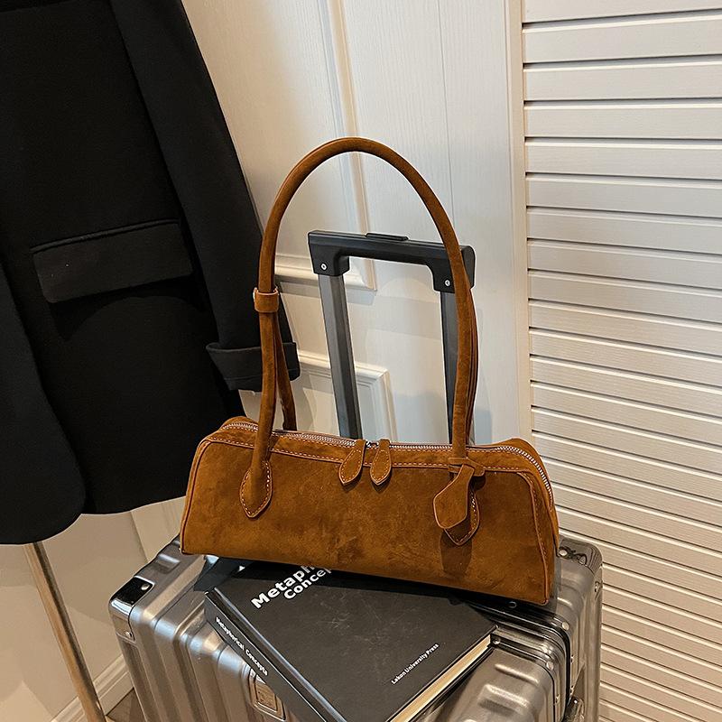 Bolsa feminina retro francesa de camurça premium fosca nova 2025 bolsa de axila bolsa de bastão de lei bolsa de ombro
