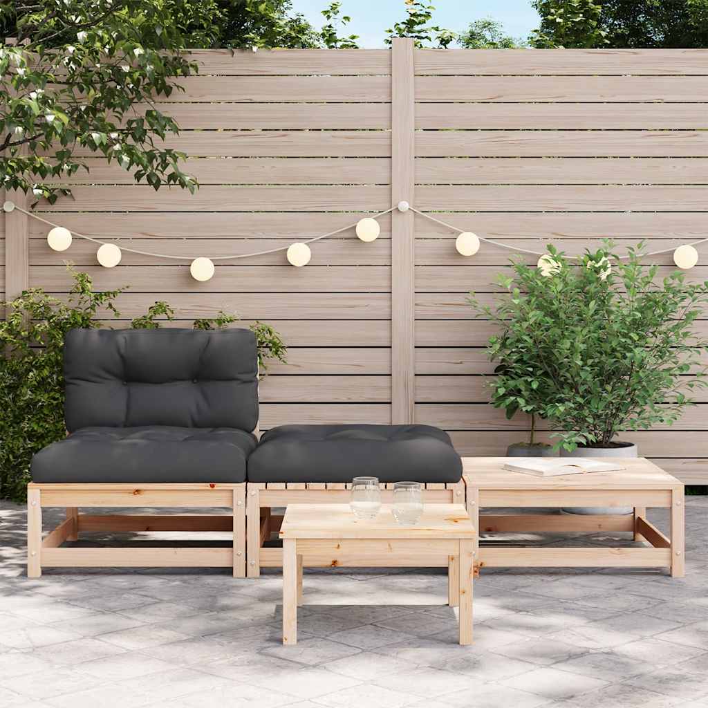 Vidaxl Garden Armless Sofa, With Cushions And Footrests