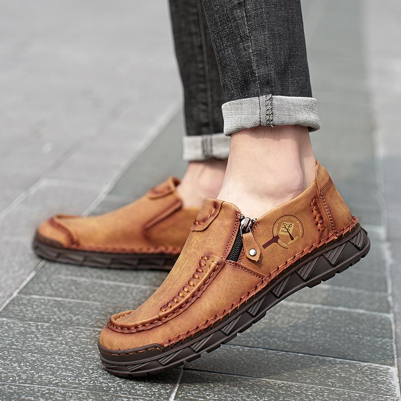 Fashion New Fashion Men Casual Shoes Handmade Leather Loafers Comfortable Men's Shoes Quality Split Leather Flat Driving Shoes Size 48