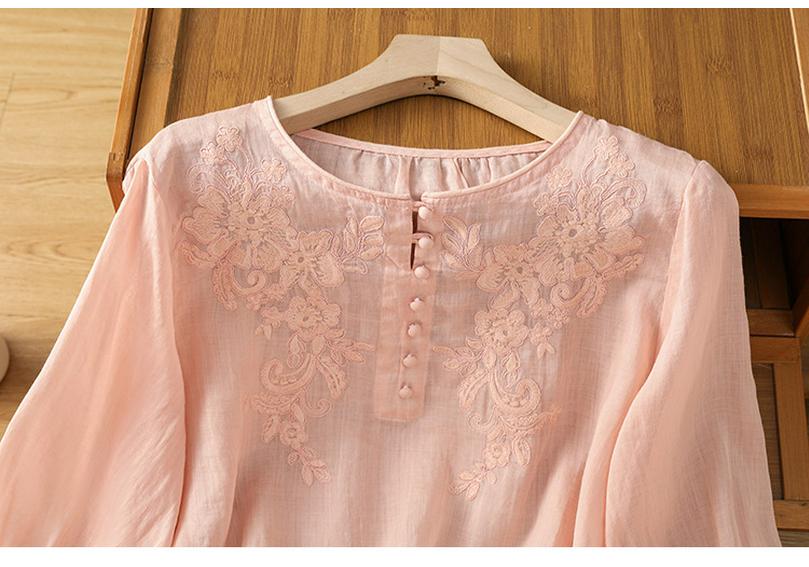 2026 Artistic Summer Embroidered Top: Soft, Breathable, Loose Fit with Ruffle Cuffs
