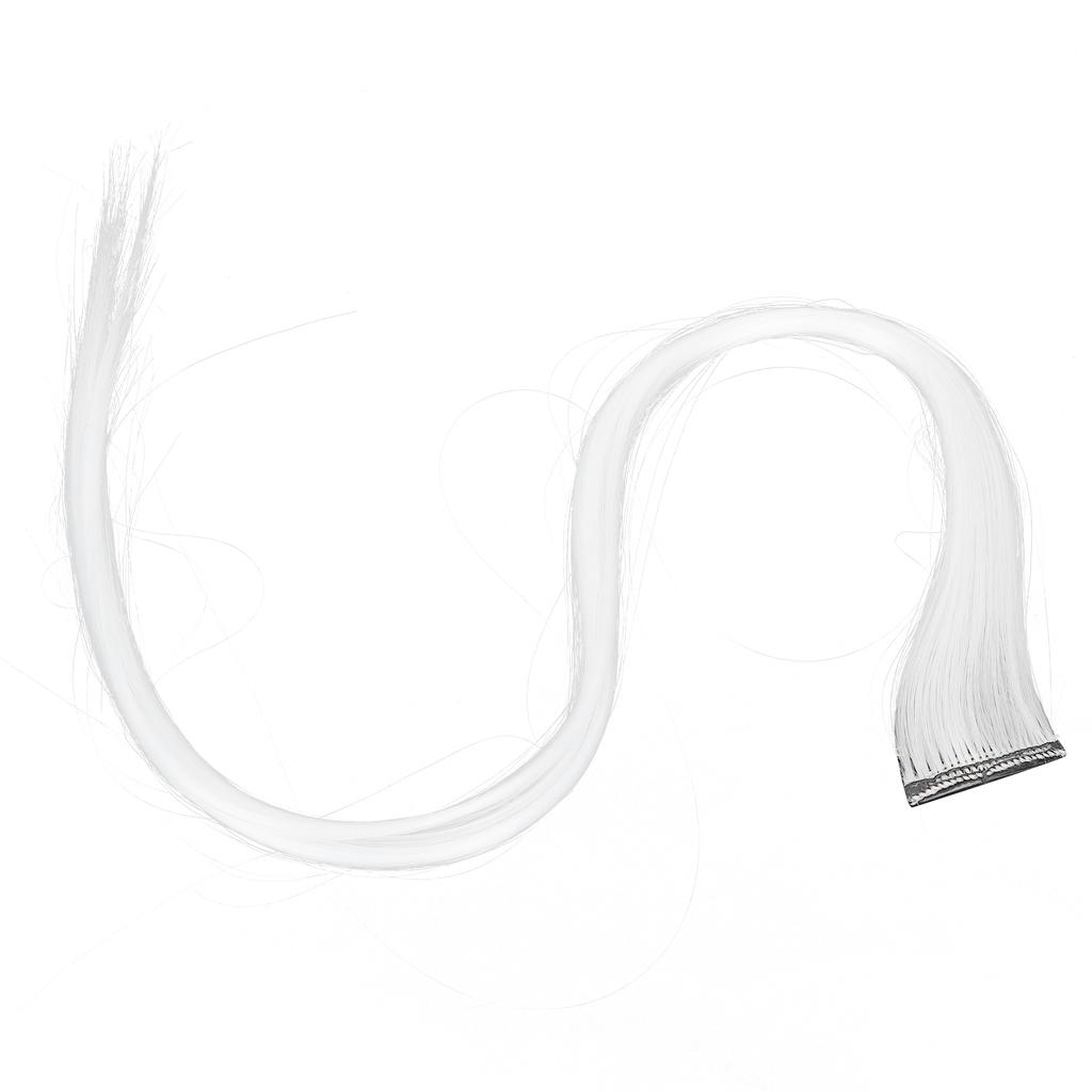 Bright Color Hair Extensions Hairpiece Straight Hairpiece Clip for Cosplay Dress Up Party HolidayWhite