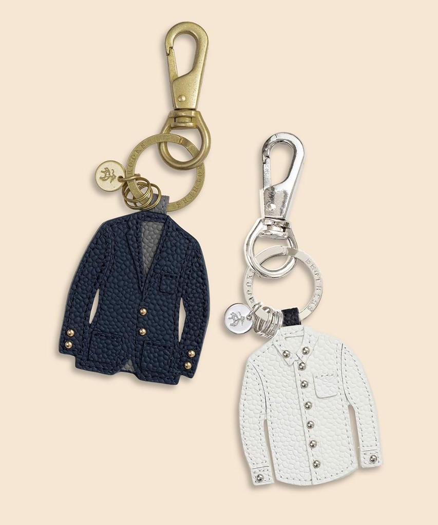 Brooks Brothers P26450330002094 Cow Leather Shirt Key Fob, White, Free Size