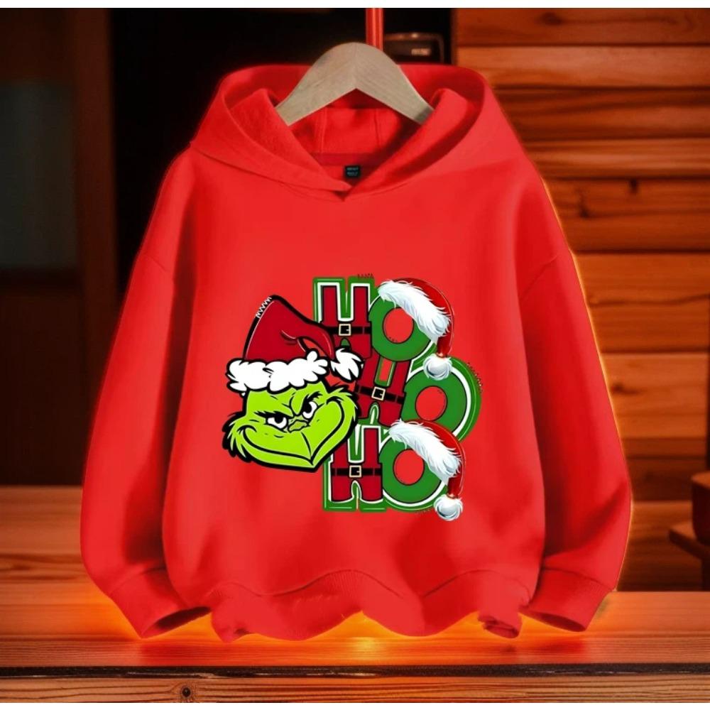 Fashion Men Women's Hoodies Christmas Green Monster Print Pullover Top Cartoon Casual Sweatshirt Kids Hoodies Long Sleeve Clothing