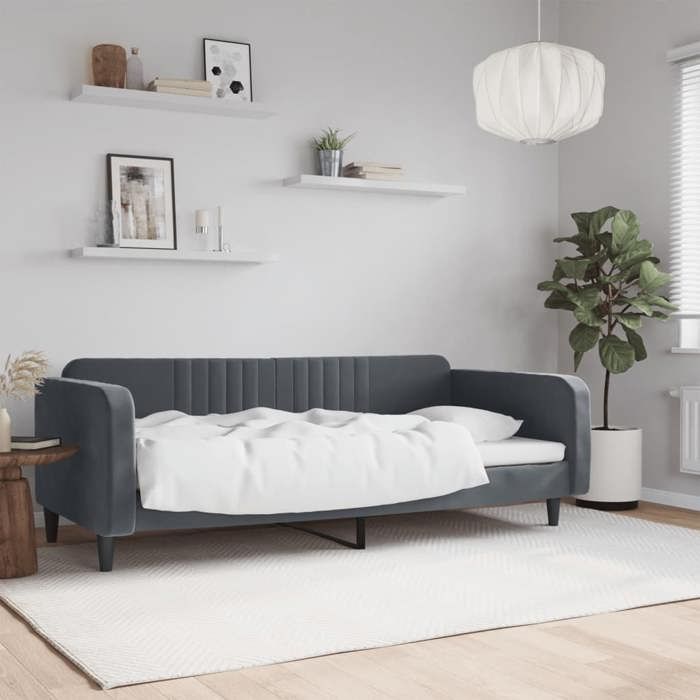 VidaXL Lit de repos gris foncé 90x190 cm velours 354100