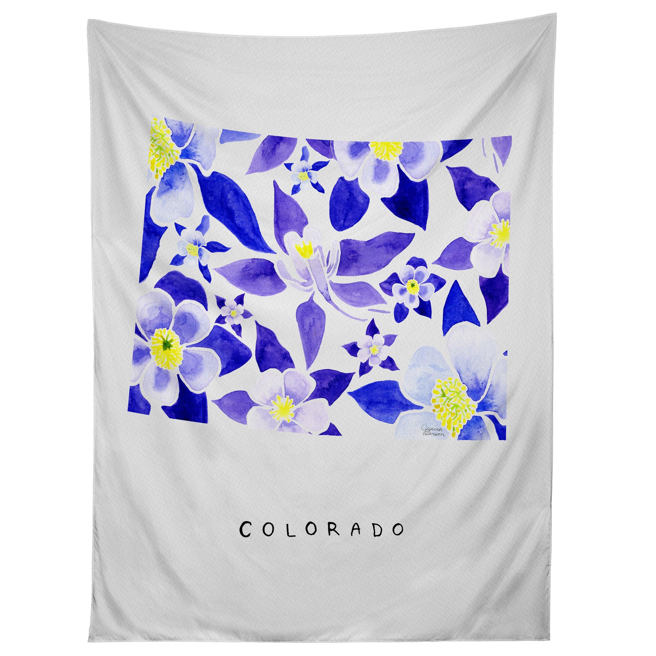 COLORADO STATE FLOWER BLUE tapestry 75x100