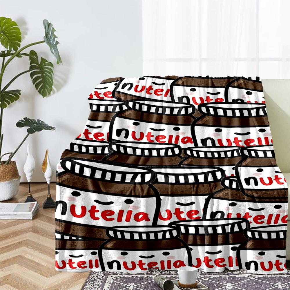 Coperta stampata a tema Nutella - Perfetta per divano, letto, viaggi e uso all'aperto | Lavabile in lavatrice, accogliente e resistente.
