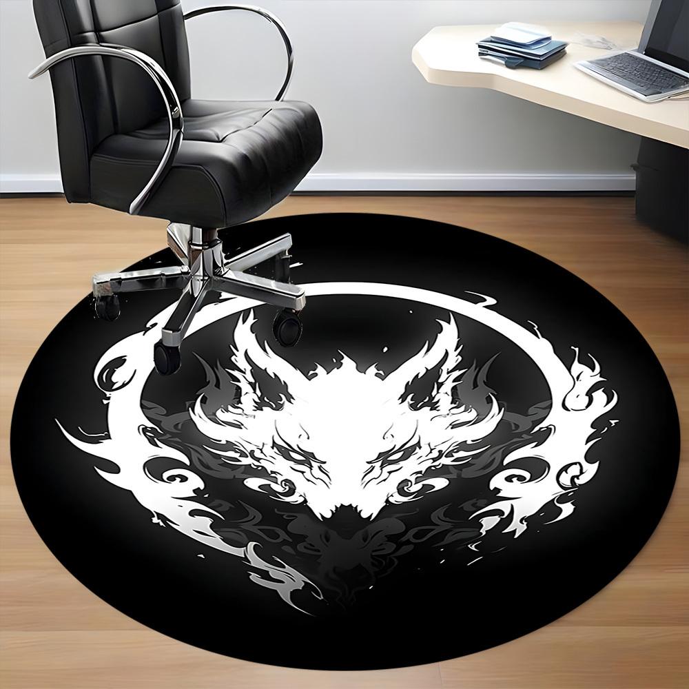 1pc Dragon Emblem Office Round Area Rug, Under Office Chairs Bedroom Living Room Home Decor, Room Deco, Available in Various Sizes
