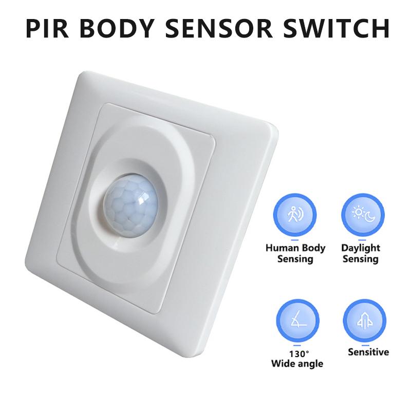 86 Type PIR Infrared Body Sensor Automatic Switch 220V AC 180-265V Wall Mount Panel White Photosensitive Delay Adjustable Single AC 220V ( 180-250V )